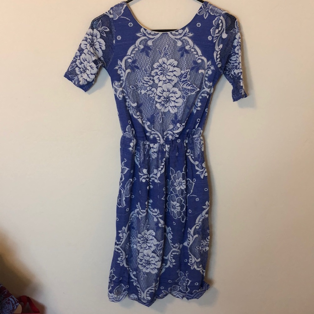 Blue and white dress